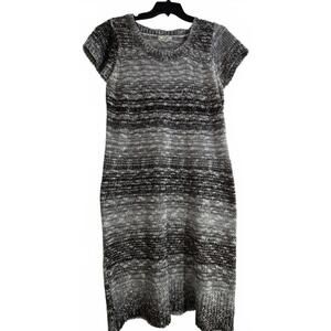 Pink Rose Short Sleeve Knit Dress in Black and White Gradient Plus Size 2X